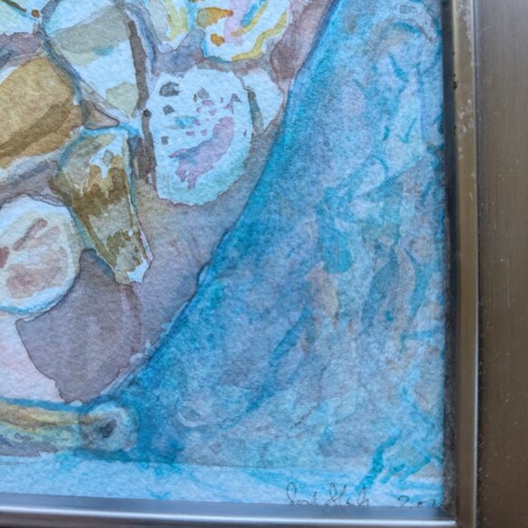 "Handful of Shells: Ocean" Original 5"x7" Framed Watercolor Painting - Hand art - Picture 5 of 7